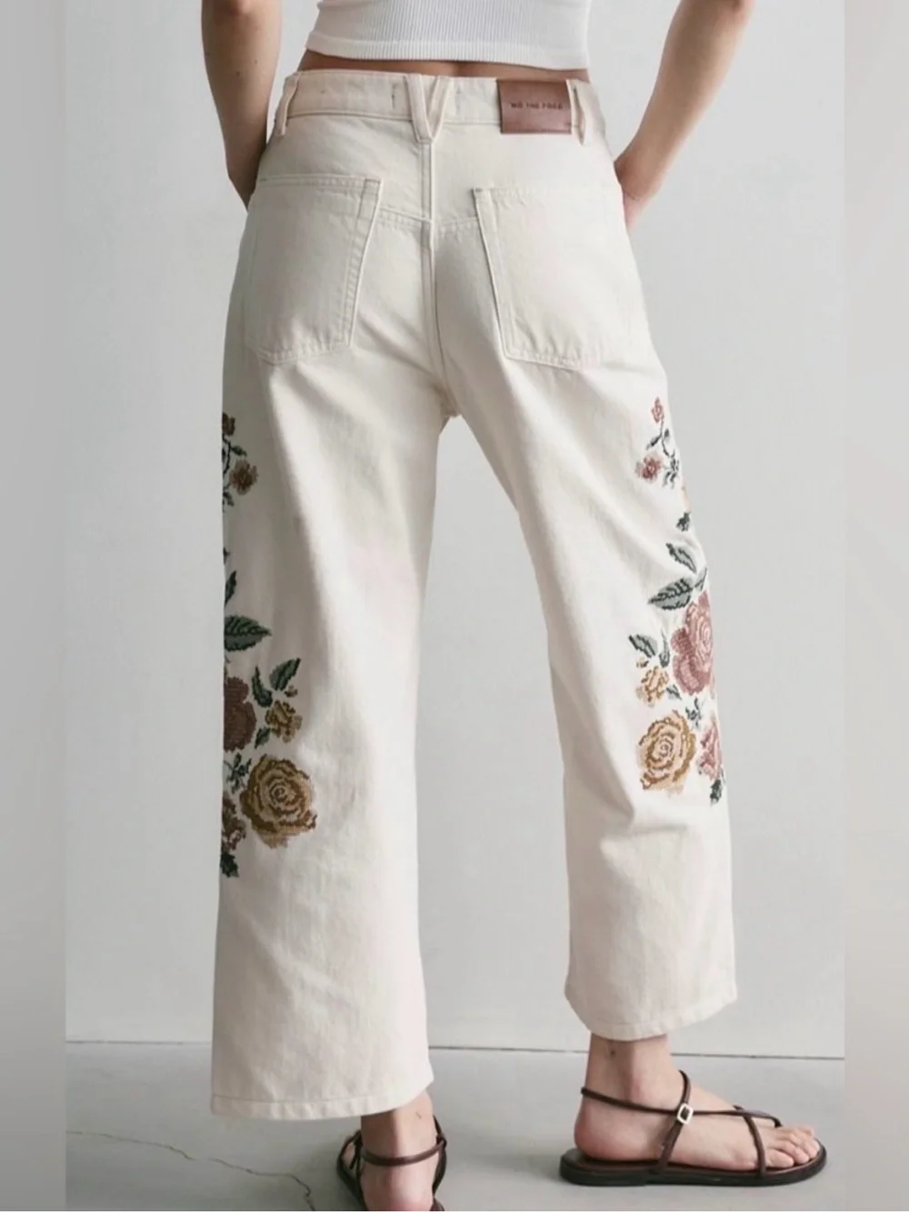 Free People We the Free Willow Cross Stitch Embroidered Jeans size 28